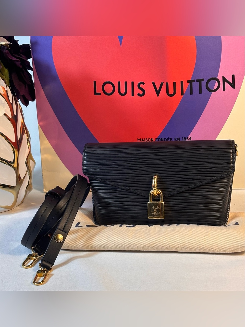 Louis Vuitton Epi Noir Padlock on Strap